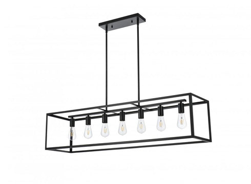 Elegant Lighting Judah 7 Light Pendant L47 Inch xW12 Inch xH11 Inch L7 in Black Model: LD723D47BK