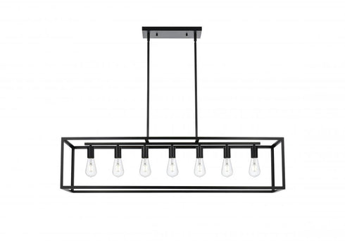 Elegant Lighting Judah 7 Light Pendant L47 Inch xW12 Inch xH11 Inch L7 in Black Model: LD723D47BK