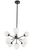 Elegant Lighting Jupiter 9 light in Black and Frosted White glass pendant Model: LD5028D27BK