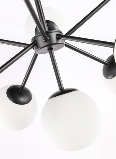 Elegant Lighting Jupiter 9 light in Black and Frosted White glass pendant Model: LD5028D27BK
