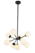 Elegant Lighting Jupiter 9 light in Black and Frosted White glass pendant Model: LD5028D27BK