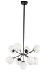 Elegant Lighting Jupiter 9 light in Black and Frosted White glass pendant Model: LD5028D27BK
