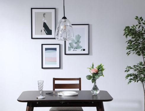 Elegant Lighting Kason 1 light in Black and Clear glass pendant Model: LD5031D8BK