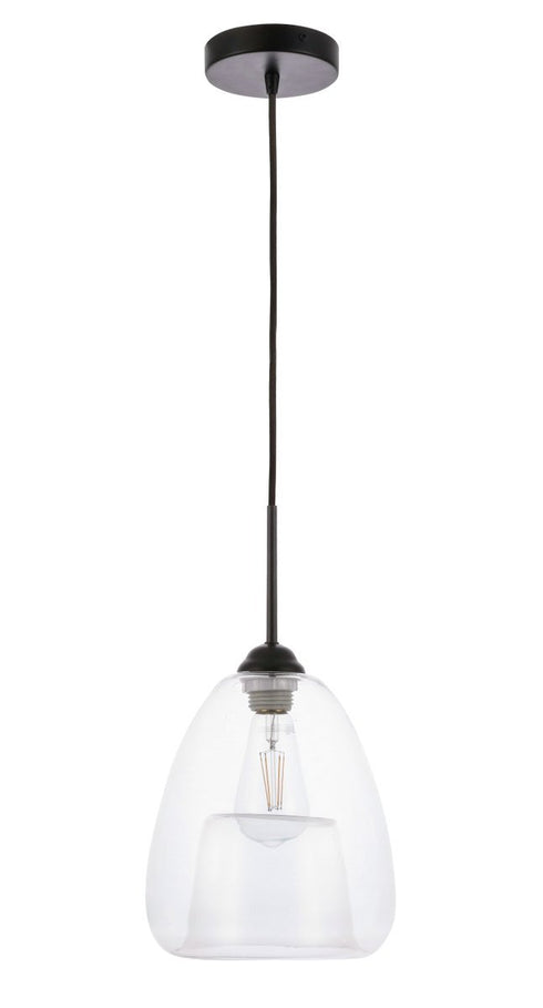 Elegant Lighting Kason 1 light in Black and Clear glass pendant Model: LD5031D8BK