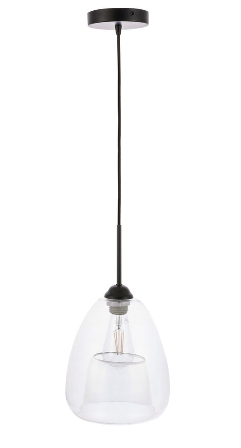 Elegant Lighting Kason 1 light in Black and Clear glass pendant Model: LD5031D8BK