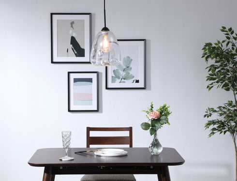 Elegant Lighting Kason 1 light in Black and Clear glass pendant Model: LD5031D8BK