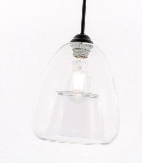 Elegant Lighting Kason 1 light in Black and Clear glass pendant Model: LD5031D8BK