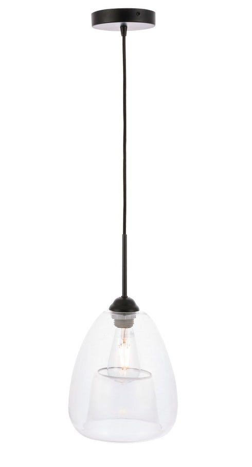 Elegant Lighting Kason 1 light in Black and Clear glass pendant Model: LD5031D8BK