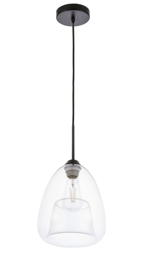 Elegant Lighting Kason 1 light in Black and Clear glass pendant Model: LD5031D8BK