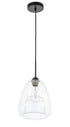 Elegant Lighting Kason 1 light in Black and Clear glass pendant Model: LD5031D8BK