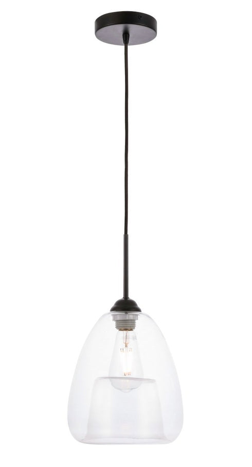 Elegant Lighting Kason 1 light in Black and Clear glass pendant Model: LD5031D8BK