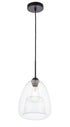 Elegant Lighting Kason 1 light in Black and Clear glass pendant Model: LD5031D8BK