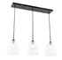 Elegant Lighting Kason 3 light in Black and Clear glass pendant Model: LD5032D36BK
