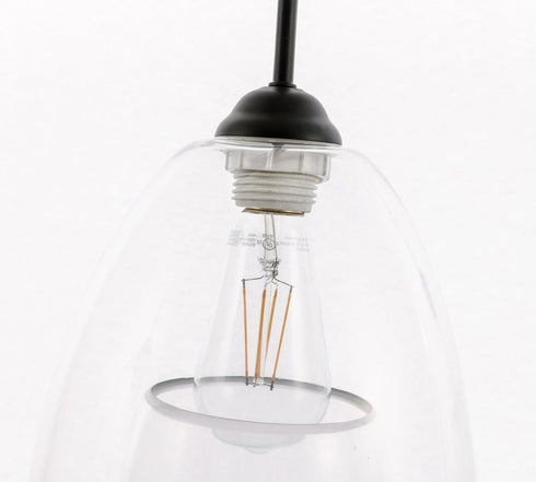Elegant Lighting Kason 3 light in Black and Clear glass pendant Model: LD5032D36BK