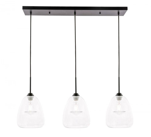 Elegant Lighting Kason 3 light in Black and Clear glass pendant Model: LD5032D36BK