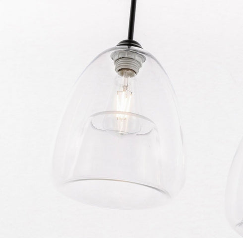 Elegant Lighting Kason 3 light in Black and Clear glass pendant Model: LD5032D36BK
