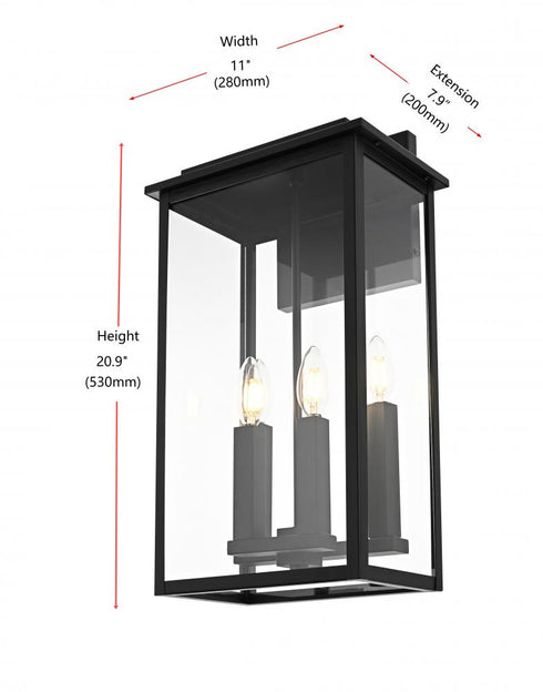 Elegant Lighting Kaysen 11 inch Outdoor Wall Sconce in Black Model: OD501W21BK