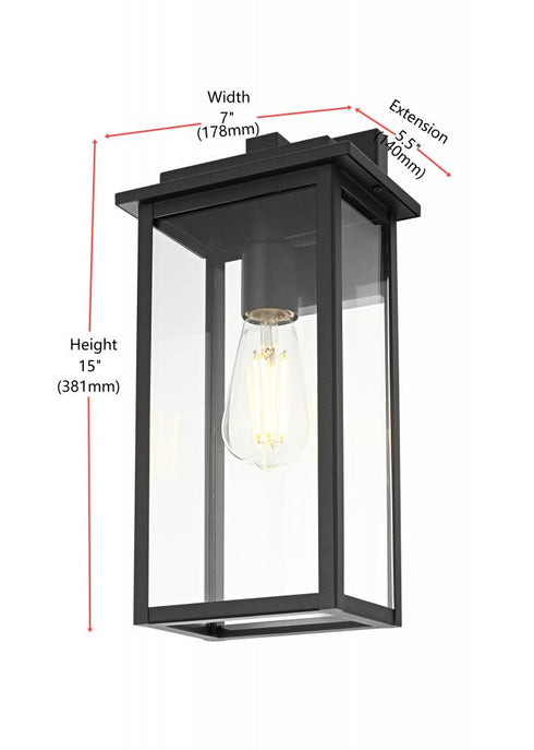 Elegant Lighting Kaysen 7 inch Outdoor Wall Sconce in Black Model: OD50126W15BK