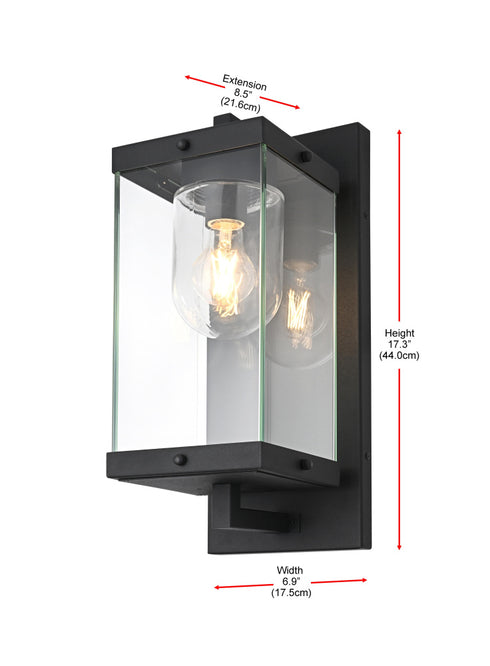 Elegant Lighting Keaton 1 Light Wall Sconce W6.9 Inch E8.5 Inch H17.3 Inch in Black Model: OD409W17BK