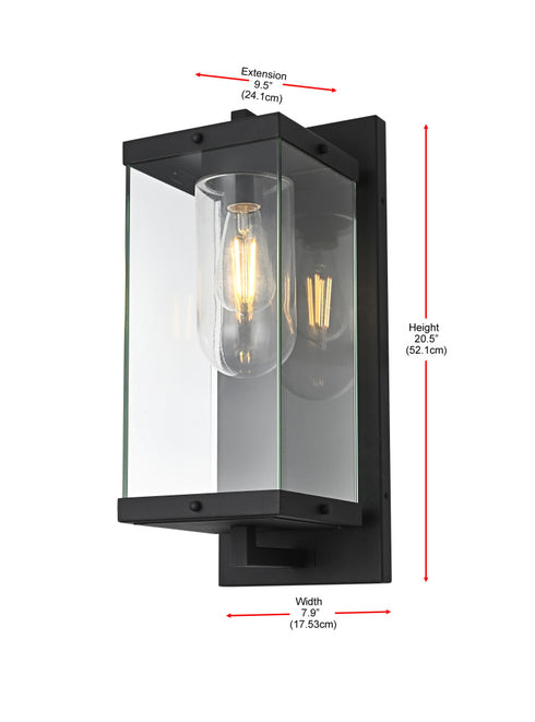 Elegant Lighting Keaton 1 Light Wall Sconce W7.9 Inch E9.5 Inch H20.5 Inch in Black Model: OD409W21BK