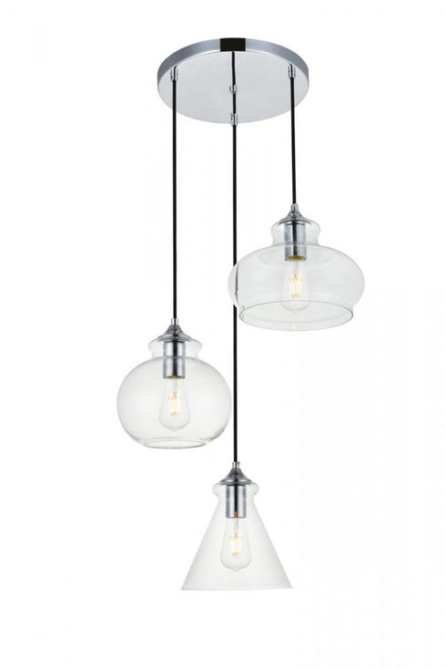 Elegant Lighting Keller 1 Light in Black Pendant Model: LD2248BK