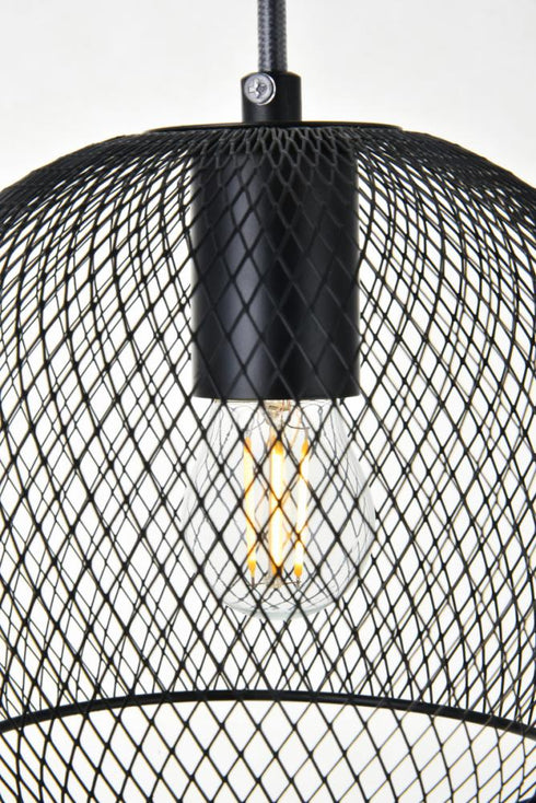 Elegant Lighting Keller 1 Light in Black Pendant Model: LD2249BK