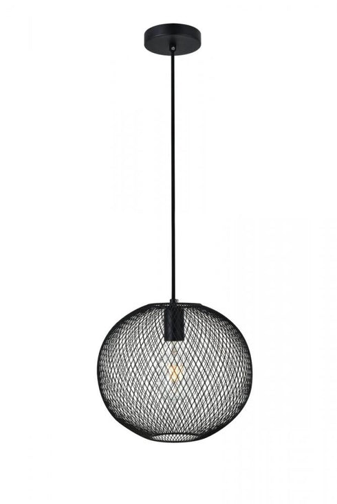 Elegant Lighting Keller 1 Light in Black Pendant Model: LD2250BK