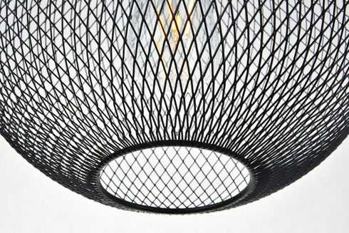Elegant Lighting Keller 1 Light in Black Pendant Model: LD2250BK