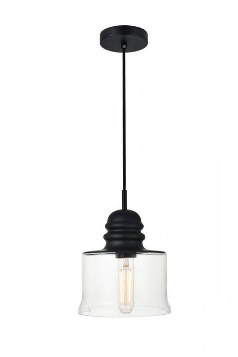 Elegant Lighting Kenna 1 Light Black Pendant With Clear Glass in Black and Clear Finish Model: LD2253BK