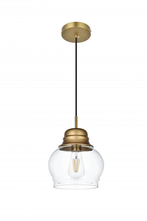 Elegant Lighting Kenna 8 inch Pendant Clear Shade in Satin Gold in Satin Gold and Clear Finish Model: LD2252SG