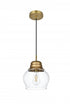 Elegant Lighting Kenna 8 inch Pendant Clear Shade in Satin Gold in Satin Gold and Clear Finish Model: LD2252SG
