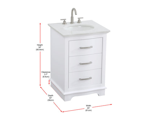 Elegant Lighting Knox Vanity Cabinet 24 Inch W x 22 Inch D x 34 Inch H white Model: VF10224WH