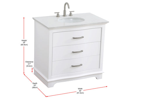 Elegant Lighting Knox Vanity Cabinet 36 Inch W x 22 Inch D x 34 Inch H white Model: VF10236WH