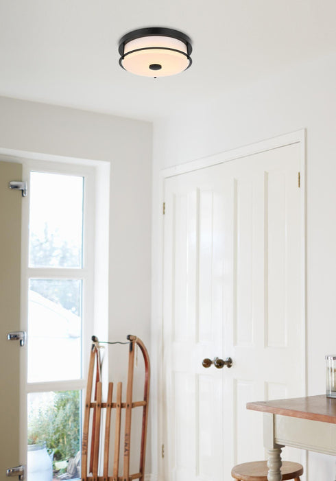 Elegant Lighting Kolson 1 Light Flush Mount D12 Inch H4 Inch LED 18 Watt 3CCT in Black Model: LD304F12BK