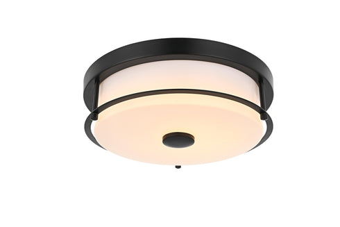 Elegant Lighting Kolson 1 Light Flush Mount D12 Inch H4 Inch LED 18 Watt 3CCT in Black Model: LD304F12BK