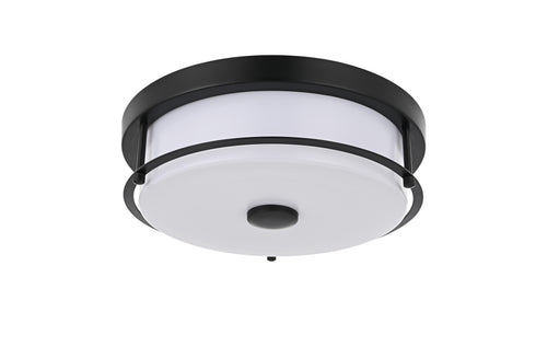 Elegant Lighting Kolson 1 Light Flush Mount D12 Inch H4 Inch LED 18 Watt 3CCT in Black Model: LD304F12BK