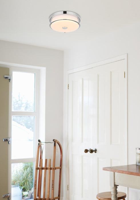 Elegant Lighting Kolson 1 Light Flush Mount D12 Inch H4 Inch LED 18 Watt 3CCT in Chrome Model: LD304F12C