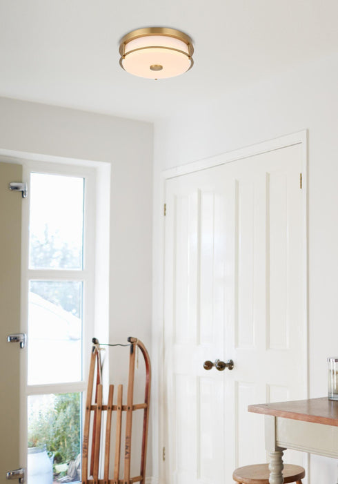 Elegant Lighting Kolson 1 Light Flush Mount D12 Inch H4 Inch LED 18 Watt 3CCT in Satin Gold Model: LD304F12SG