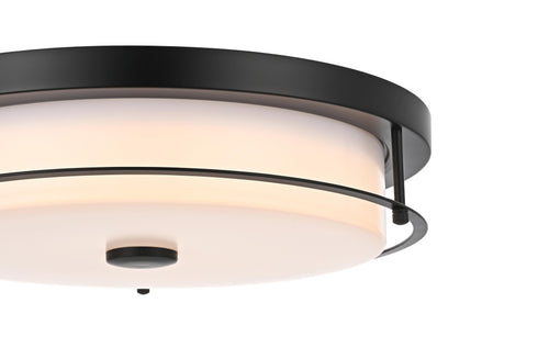 Elegant Lighting Kolson 1 Light Flush Mount D16 Inch H4 Inch LED 24 Watt 3CCT in Black Model: LD304F16BK