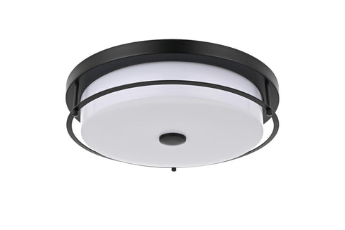 Elegant Lighting Kolson 1 Light Flush Mount D16 Inch H4 Inch LED 24 Watt 3CCT in Black Model: LD304F16BK