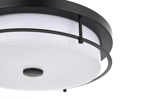 Elegant Lighting Kolson 1 Light Flush Mount D16 Inch H4 Inch LED 24 Watt 3CCT in Black Model: LD304F16BK