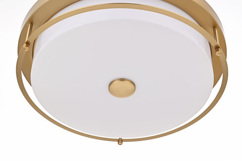 Elegant Lighting Kolson 1 Light Flush Mount D16 Inch H4 Inch LED 24 Watt 3CCT in Satin Gold Model: LD304F16SG
