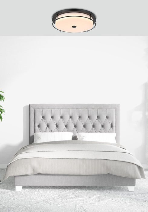 Elegant Lighting Kolson 1 Light Flush Mount D20 Inch H4 Inch LED 24 Watt 3CCT in Black Model: LD304F20BK