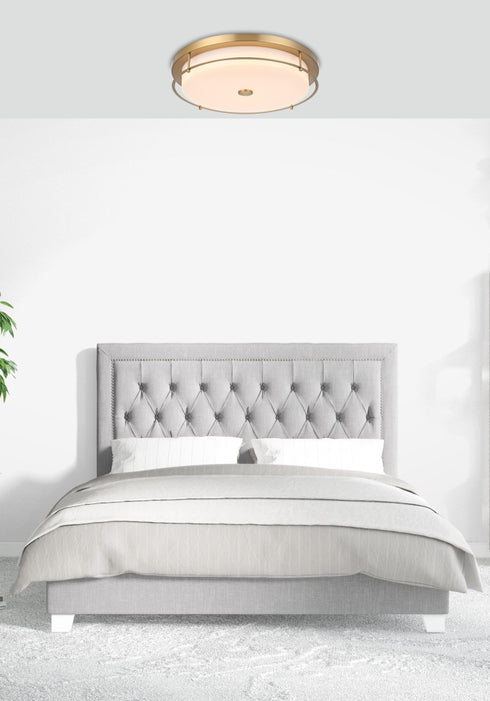 Elegant Lighting Kolson 1 Light Flush Mount D20 Inch H4 Inch LED 24 Watt 3CCT in Satin Gold Model: LD304F20SG