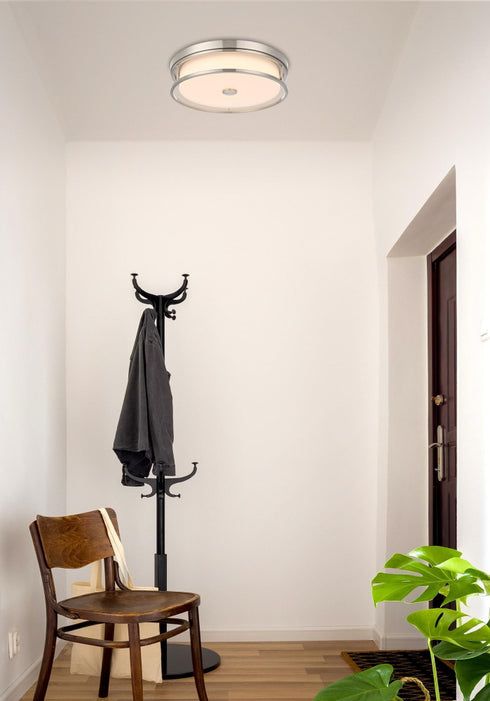 Elegant Lighting Kolson Flush Mount D16 Inch H4 Inch LED 24 Watt 3CCT in Polished Nickel Model: LD305F16PN