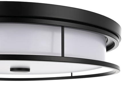 Elegant Lighting Kolson Flush Mount D20 Inch H4 Inch LED 30 Watt 3CCT in Black Model: LD305F20BK