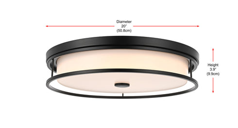 Elegant Lighting Kolson Flush Mount D20 Inch H4 Inch LED 30 Watt 3CCT in Black Model: LD305F20BK