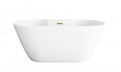 Elegant Lighting Landon 59 inch Bathtub in Glossy White with Brushed Gold Trim Model: BT30559GW-BGD