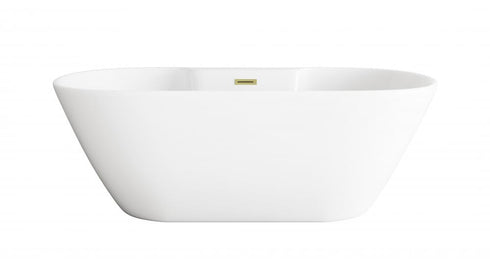 Elegant Lighting Landon 67 inch Bathtub in Glossy White with Brushed Gold Trim Model: BT30567GW-BGD