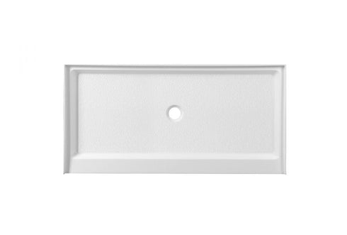 Elegant Lighting Laredo 48x32 Inch Single Threshold Shower Tray Center Drain in Glossy White Model: STY01-C4832